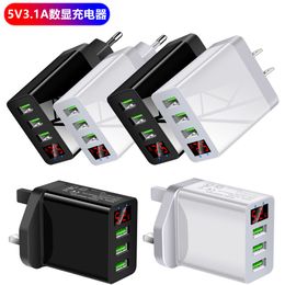 3 Usb Ports 3.1A LED USB Wall Charger Quick Charging LED Power Adapters For IPhone 12 13 14 15 Pro Max Samsung htc Android phone PC