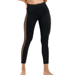 Yoga Outfits Wide Side Mesh Leggings Sports Pants Hip Lifting High Waist Women Fitness