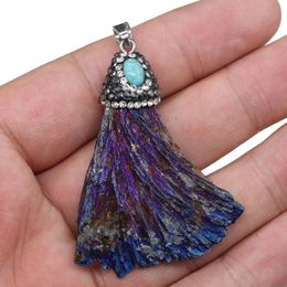 Pendant Necklaces Natural Crystal Original Stone Necklace Peacock Tail Shape For Jewelry Making DIY Size 40x50-50x75mmPendant