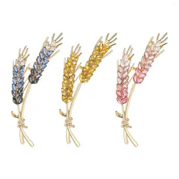 Brooches Wheat Brooch Pin Metal Ladies Bouquet Pins Decor Rhinestone Lapel Badge Womens For Wedding Prom Grandmother Gift