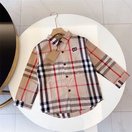 2023 Boys' shirt Long sleeve baby plaid shirt Children's spring and autumn children's clothing casual fashion shirt top Size 90cm-160cm A5