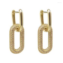 Stud Earrings 1 Pair Style Gold Colour Geometric Oval Rectangle Hoop Top Quality Cz Crystal Earings For Women Fashion Jewellery