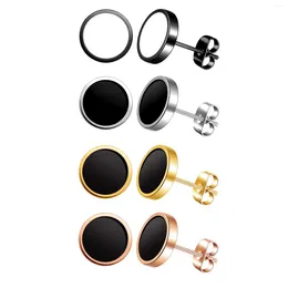 Stud Earrings 1-4 Pairs Stainless Steel Enamel Round For Men Women 4 Colors/Set 6MM/8MM/10MM/12MM Option