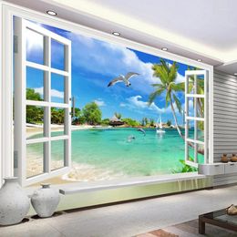 Wallpapers Customised Po Wallpaper Hawaii 3D Window Scenery Bedroom Living Room Sofa TV Background Wall Covering Mural Papers