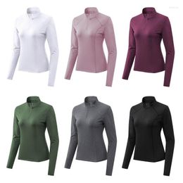 Women's T Shirts Women Sport T-shirt Zipper Yoga Coat Clothes Quick Dry Fitness Tops Gym Long Sleeve Running Tee Speed Sportswear Top