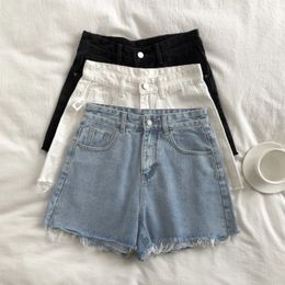 Women's Shorts High Waist Denim Shorts Women's Summer Korean Fashion Loose Jeans Burr Sexy Wide Leg Pants Fashion Denim Shorts 230406