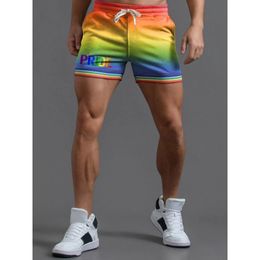 Mens Shorts Badassdude Rainbow Pride Striped Casual 230404