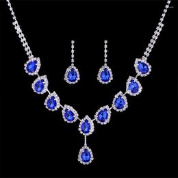 Necklace Earrings Set Ladies Fashion Crystal Rhinestone Girls Teardrop Claw Chain Jewelry Bridal Dress Wedding Accessories