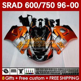 Motorcycle Fairings For SUZUKI SRAD GSXR 750 600 CC 600CC 96 97 98 99 00 168No.78 GSX-R750 GSXR600 orange stock 1996 1997 1998 1999 2000 GSXR750 GSXR-600 750CC 96-00 Body