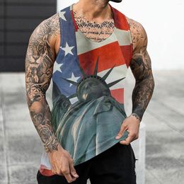 Mens Tank Tops Sleeveless Tee Patriotic Summer Casual Beach Vest o Neck Shirt 4th of July Clothing Bodybuilding Men Tanks 2023