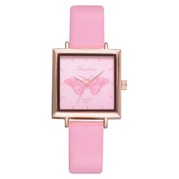 HBP Pink Leather Strap Designer Watch Ladies Watches Square Dial Quartz Movement Electronic Wristwatch Casual Business Clock