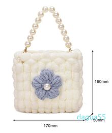 Evening Bags Fashion Flower Pearl Chain Acrylic Handbag Women Mini Tote Bag Knitted Designer Small Purses Wallet For Girls Birthda