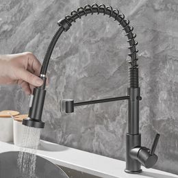 Kitchen Faucets Removable Black Gourmet For Sink Mixer Tap 360 Degree Rotation 230406