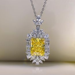 Chains Product 925 Silver 5A Zircon Necklace 12 15 Radiant Cut Female Clavicle Chain European Style Pendant