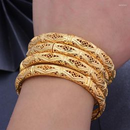 Bangle Wando 4pcs/lot 24k Dubai Bangles For Women African Bridal Party Bracelet Gold Colour Wedding Halloween Gifts