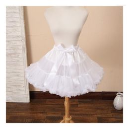 Women's Sleepwear Hoopless Petticoats Crinoine Slips Underskirts Short For Bridal Gown Bow Design Lolita Petticoat Puffy White Tutu Skirts