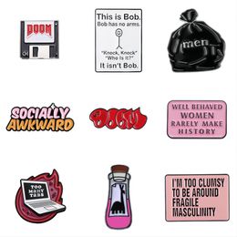Funny Quote Enamel Brooch Pins Set Aesthetic Cute Lapel Badges Cool Pins for Backpacks Hat Bag Collar Diy Fashion Jewelry Accessories