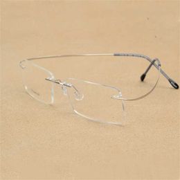 Luxury and fashionable high-quality sunglasses Rimless Eye Light Fashion Metal Spectacles Reading Glasses Frame Mens Decoration Women Eyewear Fill Prescripton