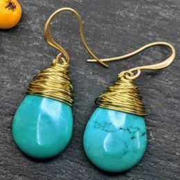 Dangle Earrings Natural Turquoise Swaying Pendant Around 18 K VALENTINE'S DAY Hook Party Aquaculture Cultured Easter Ear Stud Year