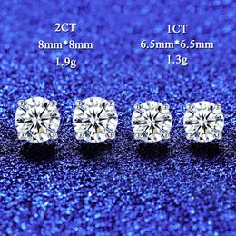 European Luxury Four Claw Moissanite S925 Silver Stud Earrings Brand Jewellery Sparkling Diamond Women Earrings for Charm Women Wedding Party Valentine's Day Gift SPC