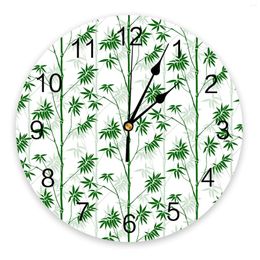 Wall Clocks Bamboo Gradient Texture Green Bedroom Clock Large Modern Kitchen Dinning Round Living Room Watch Home Decor