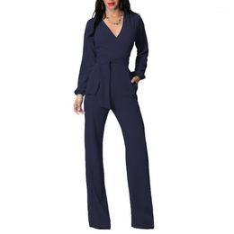 Women's Jumpsuits & Rompers 2023 Spring And Autumn Europe Siamese Pants Ladies Fashion V-neck Slim Long Sleeve Suit YB37