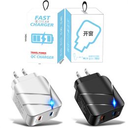 USB LED Quick Charge PD 28W USB Charger QC3.0 2A Fast Wall Charger Mobile Phone Charger for Samsung Xiaomi iPhone 12 with box