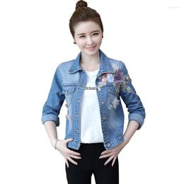 Women's Jackets Nice Women Denim Jacket Spring Autumn Loose Embroidered Long-sleeved Tops Female Casual Girls Cowboy Outerwear1024