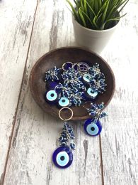 Keychains Lanyards L Set Of 5 Turkish Evil Eye Keychain Keyring Blue Glass Lucky Eyes Charm Beads Nazar Amet Best Friend Gift Drop Del Amnk9
