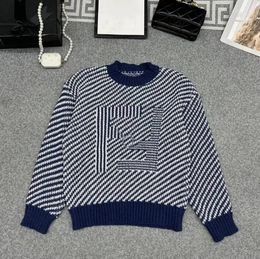 F2046 diagonal stripe luxury sweaters womens long sleeve Fluffy jumper designer sweater women pullover