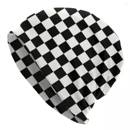 Berets Classic Checkerboard Skullies Beanies Caps Männer Frauen Unisex Streetwear Winter Warme Strickmütze Erwachsene Schachbrett Motorhaube Hüte