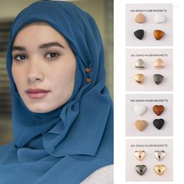Scarves 4 Pcs Strong Metal Plating Magnetic Hijab Clip Safe Brooch Luxury Accessory No Hole Pins Magnet For Muslim Scarf