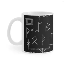 Mugs Runes Of Mystery White Mug Coffee Tea Cups 330Ml Gothic Goth Art Occult Witchy