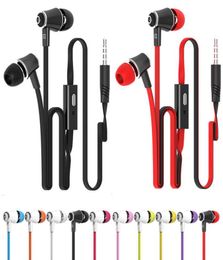 JM21 Earphones Super Bass Earpiece Stereo HIFI headphone With Microphone 35mm Noodles Wired Inear headset For Samsung iPhone Xia1558737