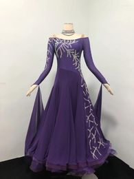 Stage Wear Purple Ballroom Competition Dance Dresses Adult High Quality Waltz Skirt 2023 Lady's Standard Dancing Dress