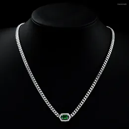 Chains 2023 925 Silver 1 5 7 Cultivated Emerald Cuban Chain Unisex Style Necklace 40 3cm