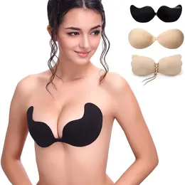 Yoga Outfit Women's Sexy Bra Invisible Wireless Push Up Self-Adhesive Silicone Seamless Front Closure Sticky Backless Strapless Bras