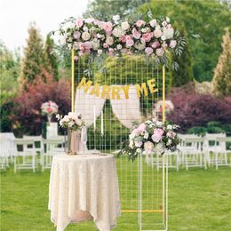 Party Decoration Christmas Iron Gold Grid Square Backdrop Stand Deco Mariage Anniversaire Wedding Arch Set Background