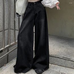 Women's Jeans Women High Waisted 2023 Full Length Wide Leg Loose Denim Pants Vintage Burr Streetwear Black Trousers Drop Top