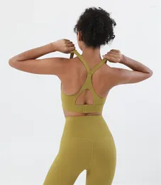 Yoga Outfit Women Fitness Bra Gym Sports Top Vest U Neck Cutout Beautiful Back Plus Size Soft Underwear High Support Sportswear