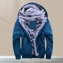 Men's Jackets Men Sweatshirt Coat Long Sleeve Thickened Fleeced Lined Autumn Winter Zipper Pockets Hooded Outwear Jacket Streetwear