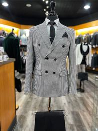 Men's Suits Blazers ly designed men's customized 2-piece jacket black pants double chest flat bottomed cube business wedding Plus size customization 230406