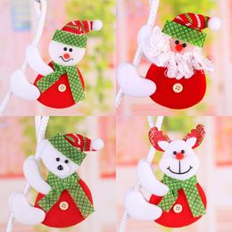 Christmas Decorations 12pcs Smile Climbing Rope Doll Santa Claus Snowman Hanging Ornaments Decoration For Home