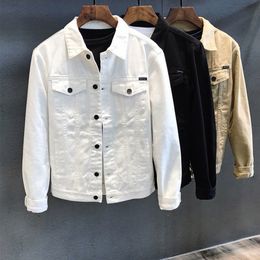 Men's Jackets Men's casual slim fitting white jacket casual work clothes denim jacket 230406