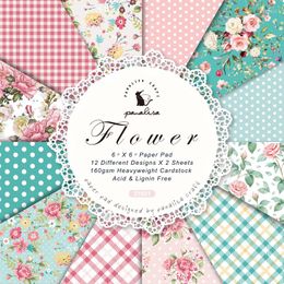 Gift Wrap 12pcs 6" Single-side Printed Flower Pattern Creative Papercraft Art Paper Handmade Scrapbooking Kit Set Book