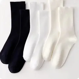 Women Socks Middle Tube For Men And Solid Colour In White Black Fashion Sweat Absorption Breathable Casual