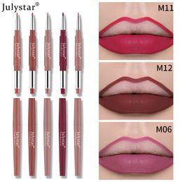 Julystar Europe And The United States Double-head Mouth Red Lip Line Pen Does Not Fade Colour Does Not Stick Cup Pink Rotating Lipstick Pen Makeup Wholesale