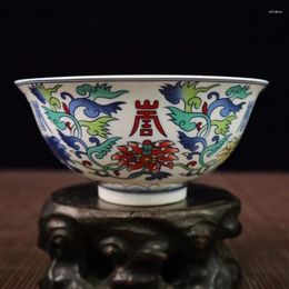 Decorative Figurines Free Delivery Elaborate China Jingdezhen Porcelain Painting "Shou Word Graph" Bowl Crafts Home Decoration