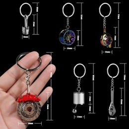 Key Rings L Parts Metal Chain Part Model Keychain Set Turbo Manual Shift Box Brake Rotor Wheel Tire Rim Engine Piston Wrench Drop Deli Amrc8