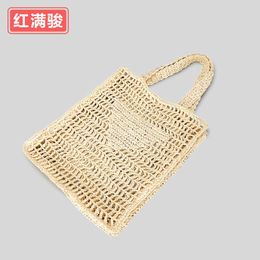 2023 spring summer new hollow out woven bag womens handmade cotton rope mesh bag vacation grass woven bag paper grass woven shoulder bag 230406